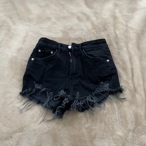ZARA BLACK DENIM CUT DISTRESSED SHORTS USA Size2